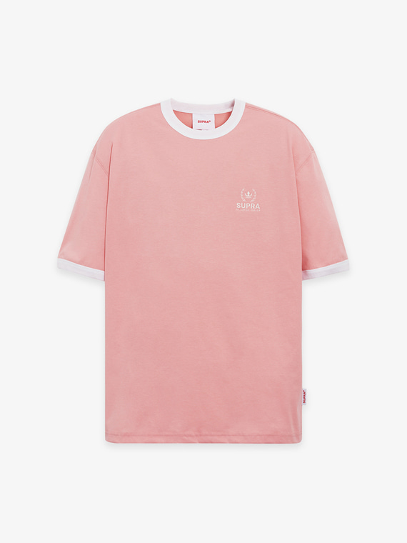 크라운 오버핏 립 배색 반팔 티셔츠